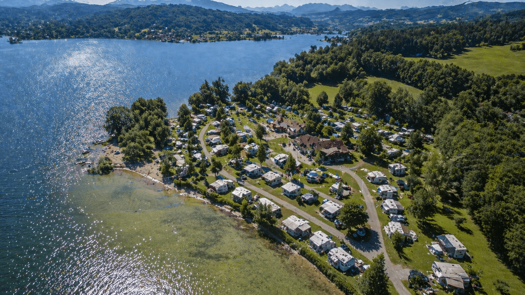 Campingplatz am Alpensee – Luftaufnahme